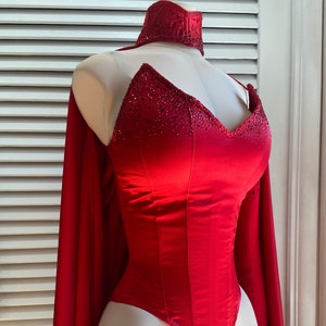 Scarlet Witch inspired original corset outfit with rhinestones ; red corset outfit