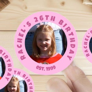 Benutzerdefinierte 21 Foto Aufkleber, einundzwanzigster Geburtstagsaufkleber, personalisierte Aufkleber für Geburtstagsfeier, Babyparty, Bachelorette, Schild Nacht