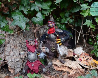 Ooak Goblin soldier and his commander, handmade dolls in polymer clay