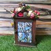 Handmade Wooden Faery house, keys wall cabinet with metal key hooks and colour changing led tea light.