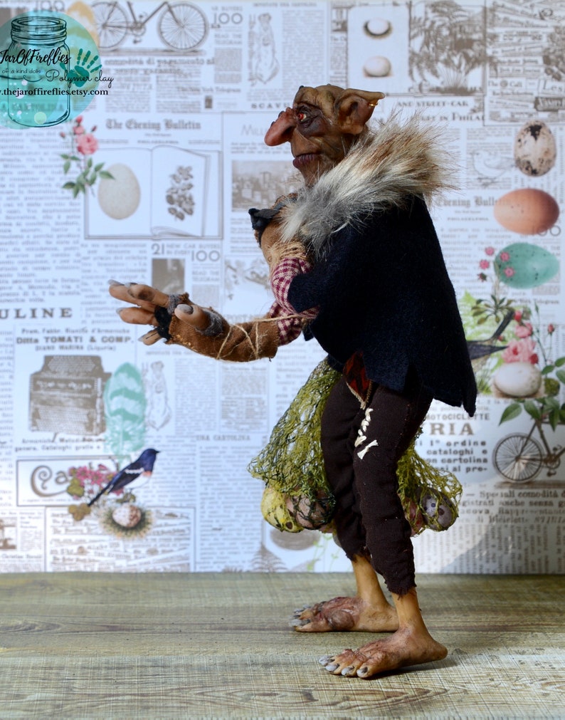 Ooak goblin thief of easter eggs handmade in polymer clay. | Etsy