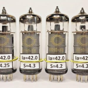 6P1P-EV / 6P1 Matched Quad (4pcs) Soviet Svetlana Pentode NEW Tubes / Valves