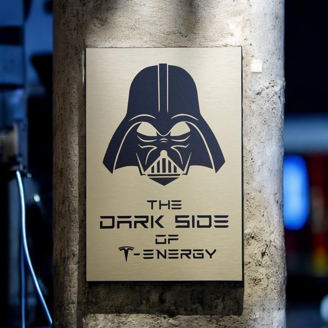Retro E.v. Sign Tesla EV Charging Wall Sign – Dark Side of Energy – Sci-fi Garage Decor ...