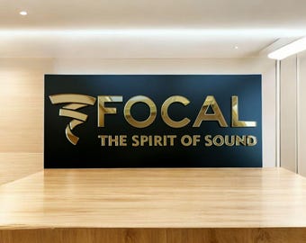 FOCAL Wall Sign – Gold Mirror Acrylic Home Theater Plaque for Movie Room Sound Room and Media Room Premium Cinema Room Decor