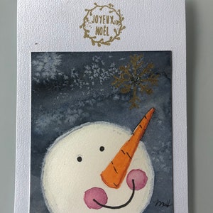 Handgemaakte Joyeux Noël Sneeuwkleur Aquarel Wenskaart (geen print)