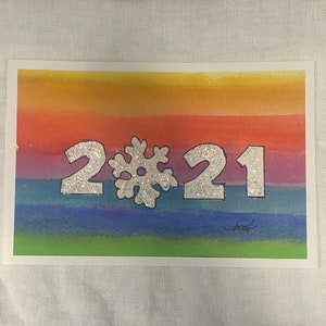 Handgemaakte 2021 nieuw jaar Aquarel Wenskaart (geen print)