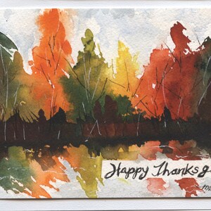 Een handgemaakte Happy Thanksgiving Aquarel wenskaart (geen print)