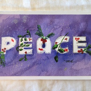 Handgemaakte PEACE Aquarel Wenskaart (geen print)