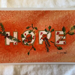 Handgemaakte HOPE Aquarel Wenskaart (geen print)