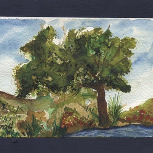 Handgemaakte Majestic Tree Aquarel Wenskaart (geen print)