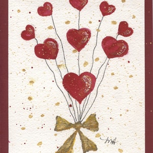 Carte de vœux à l’aquarelle à la main Bouquet of Love (pas une impression)
