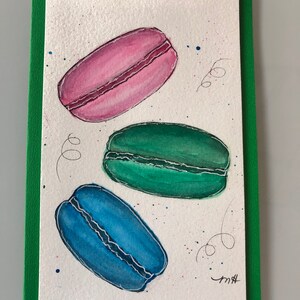 Handgemaakte Macaroon Biscuits Aquarel Wenskaart (geen print)