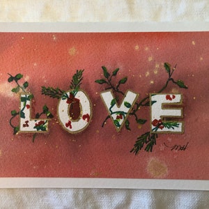 Handgemaakte LIEFDE Aquarel Wenskaart (geen print)