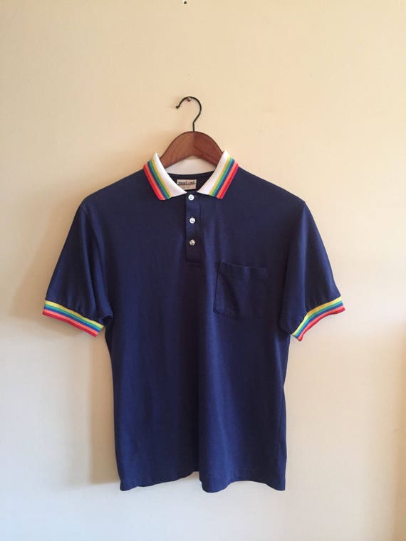 Tennis Shirt. Golf Shirt. Rainbow Shirt. Vintage T