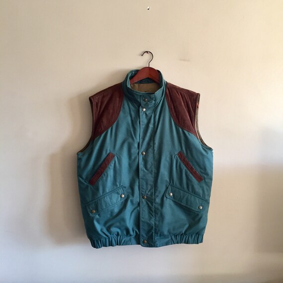 Eddie Bauer Leather Suede Down Vest. Puffer Vest.