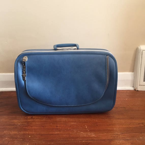 Vintage Jetliner Suitcase. Blue Suitcase.