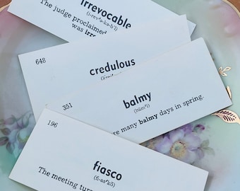 Random Vintage English Vocabulary Word Cards Set of Twenty Ephemera Crafting Junk Journals