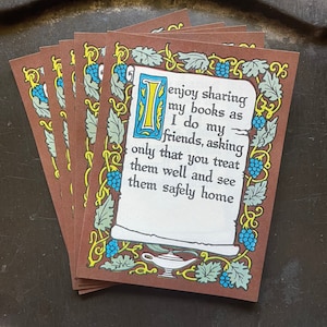 Vintage Bookplates Personal Library Labels Sharing My Books Set of 5