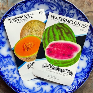 Vintage Melon Seed Packets Watermelon Muskmelon Cantaloupe Unused New Old Stock Empty Packets