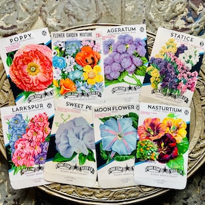 Vintage Flower Seed Packet Collection Set of 8