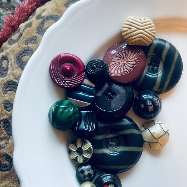 Vintage Celluloid Button Collection Fun Shapes Colors and Patterns