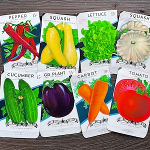 Vintage Vegetable Seed Packets Packs Collection Set of 8