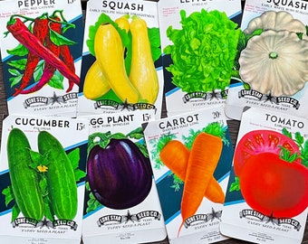 Vintage Vegetable Seed Packets Packs Collection Set of 8