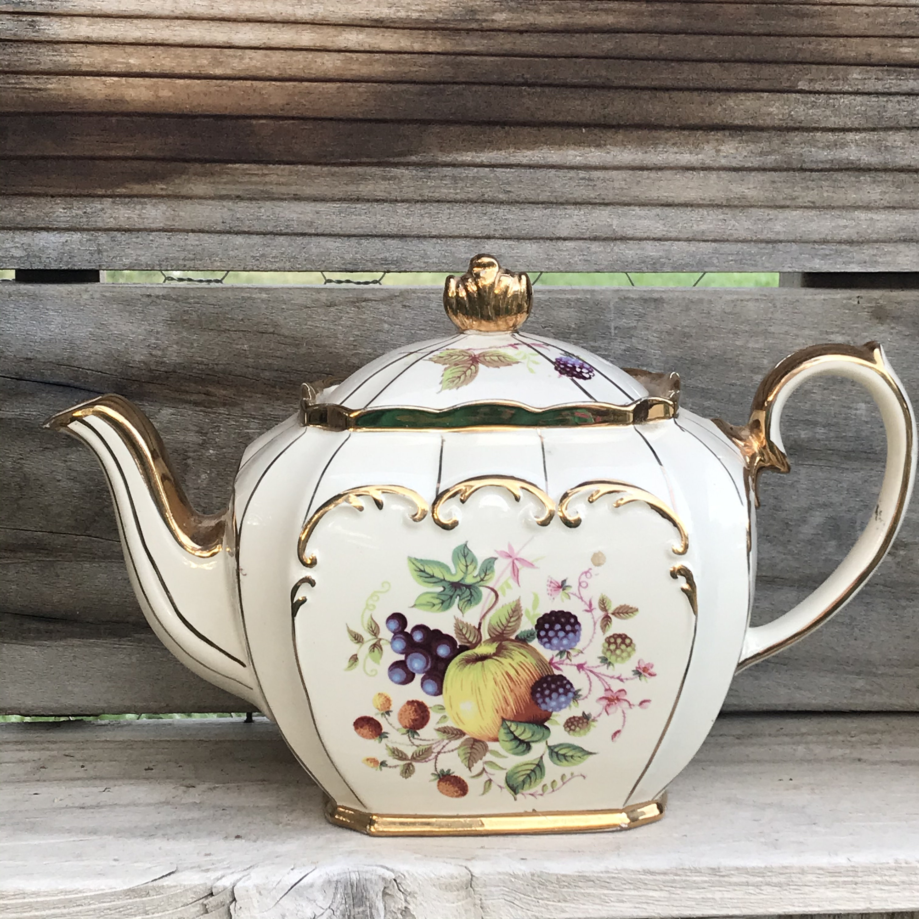Vintage Sadler 1920 Teapot Made in England Fruit Strawberries Etsy