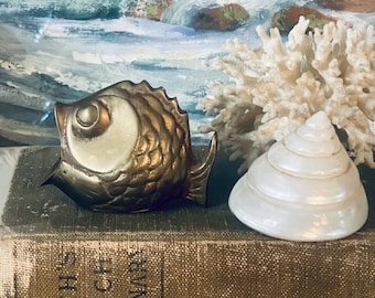 Vintage Brass Open Mouthed Fish Adorable Figurine