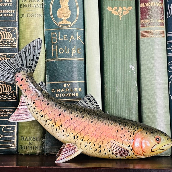 Vintage Trout Hand Painted Figurine Art Cabin Mountain Fishing Fish Decor