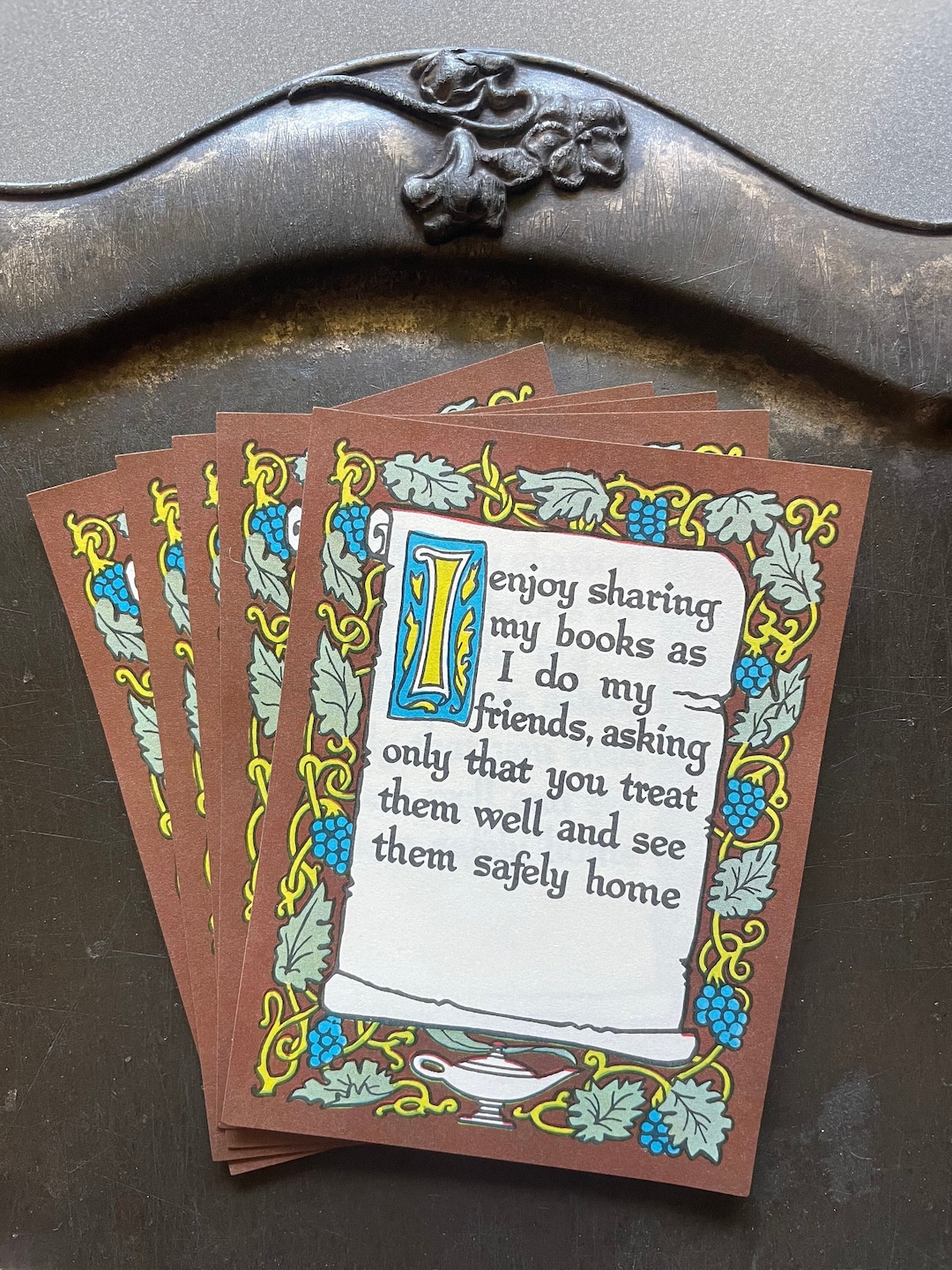 Vintage Bookplates Personal Library Labels Sharing My Books Set of 5 - Etsy