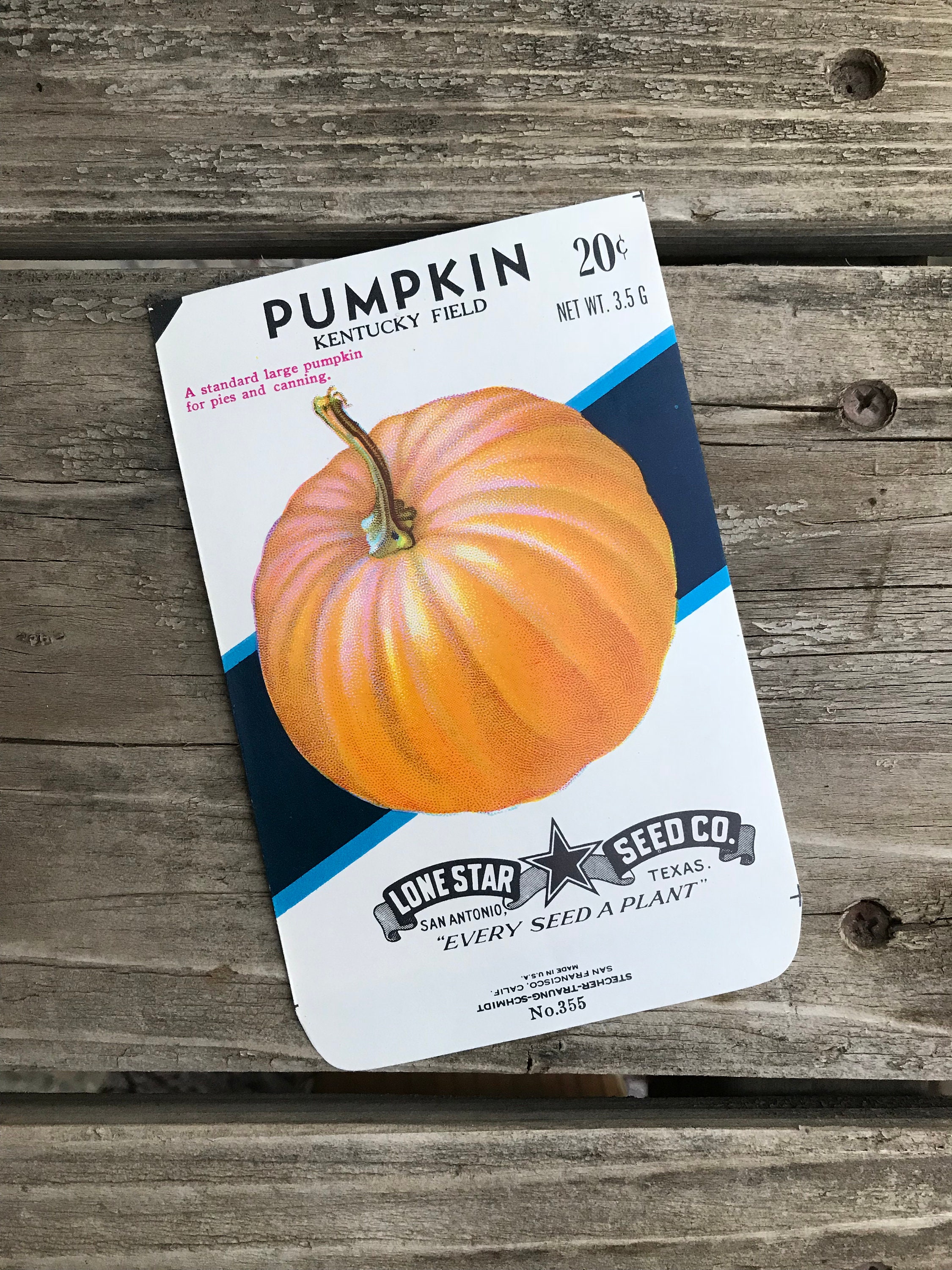 Vintage Pumpkin Seed Packet Pack Lone Star Seed Co. Kentucky Etsy