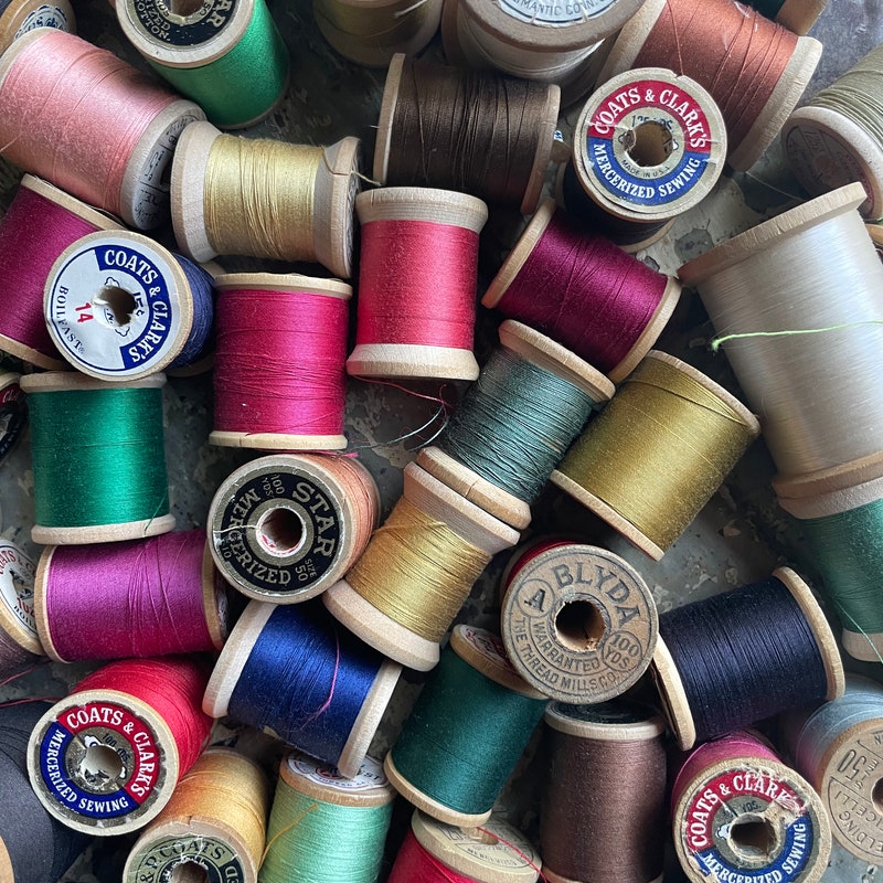 Wood Thread Spools Vintage - Etsy