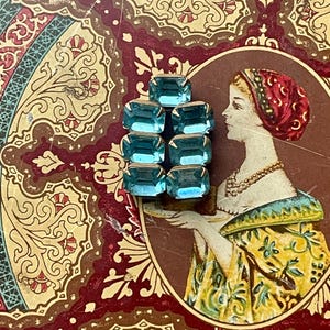 Vintage Blue Faceted Rhinestone Buttons Set of 7