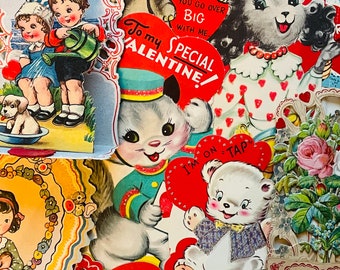 Surprise Vintage Antique Valentine Card Trio 1910s through 1960s Collection of 3