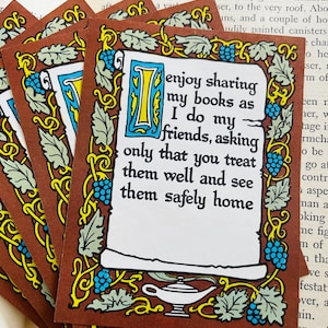 Vintage Sharing Books Bookplates Personal Library Set of 5