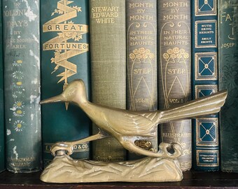 Vintage Brass Roadrunner Figurine Nature Home Decor Bird