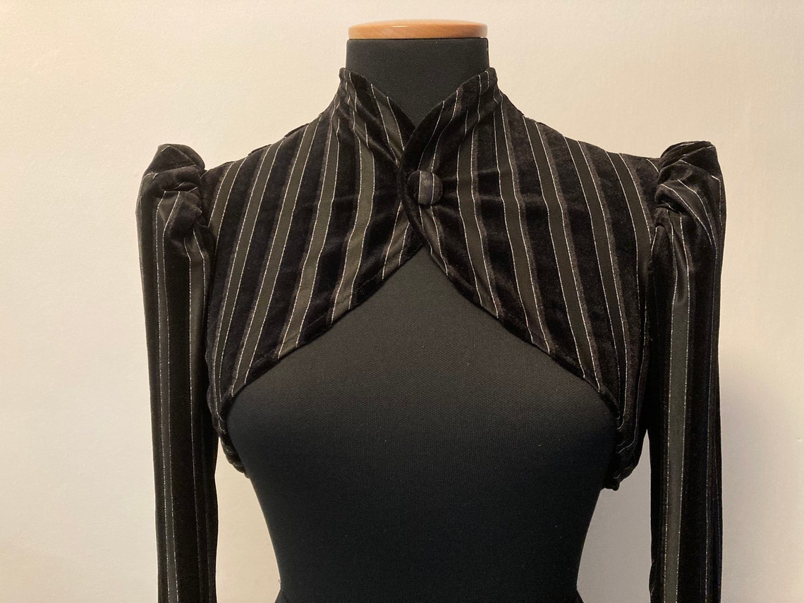 Victorian/ Steampunk/ Gothic Bolero in Stretch Velvet Fabric, Striped ...