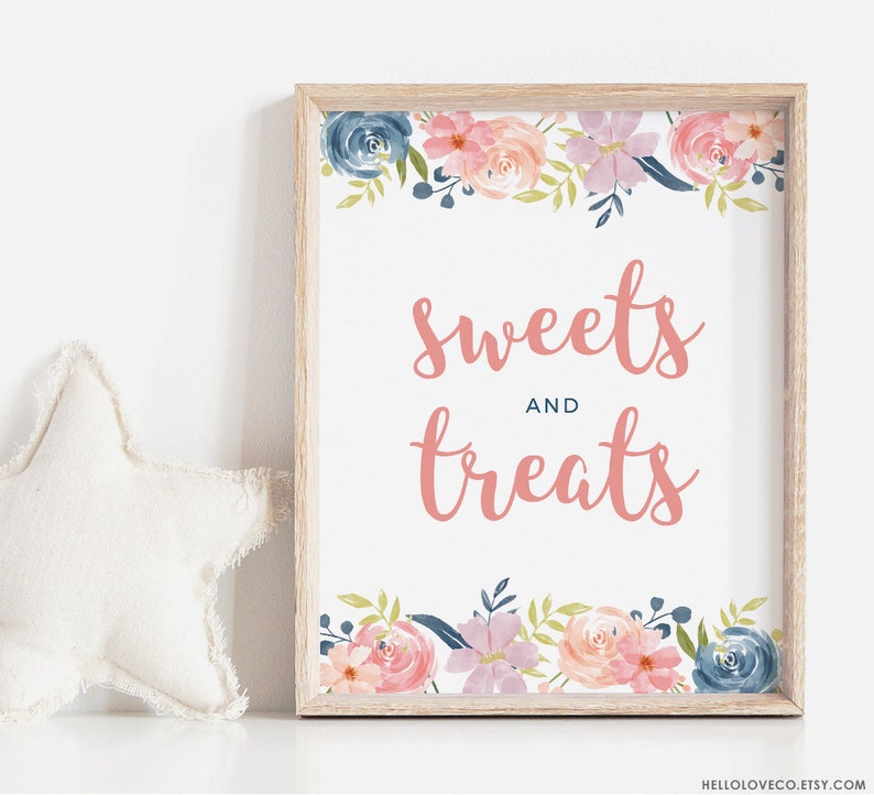 Sweets And Treats Printable Sign 8x10 And 5x7 Baby Shower Etsy
