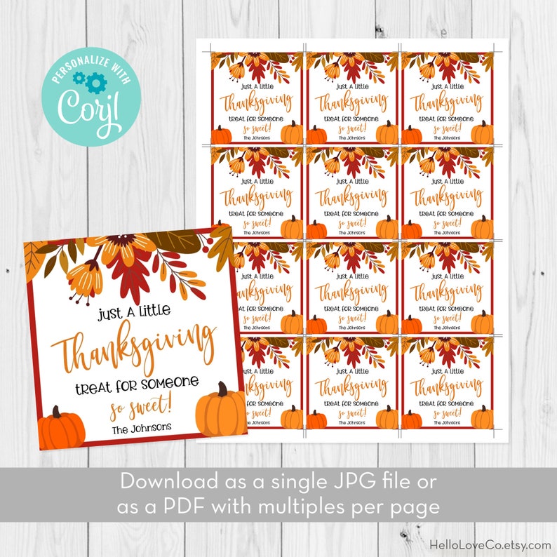Editable Printable Thanksgiving Gift Tags Template Treat ...