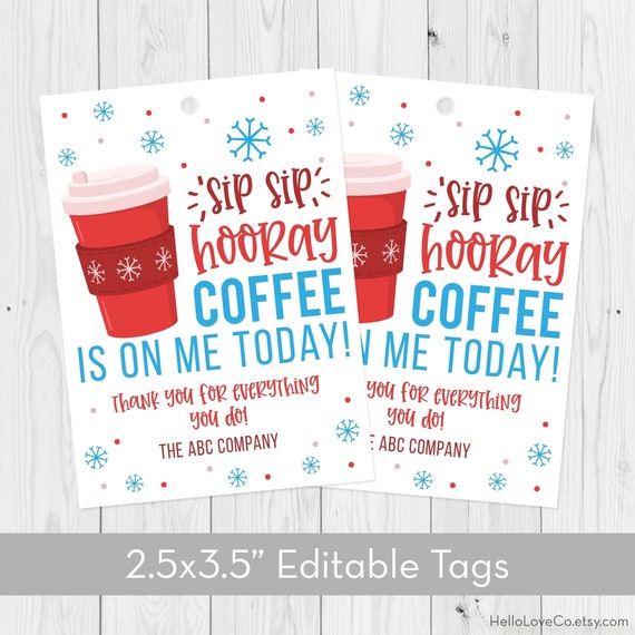 Editable Printable Coffee Gift Tags Template Christmas Winter | Etsy