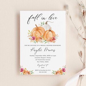 Fall in Love Bridal Shower Invitation Template 5x7 Autumn - Etsy