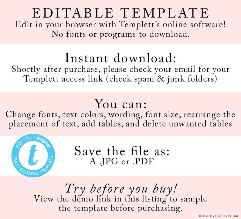 EDITABLE Wedding Seating Chart Table Custom Wedding Table Plan DIY Instant Download Templett Printable Find Your Seat Table Assignment