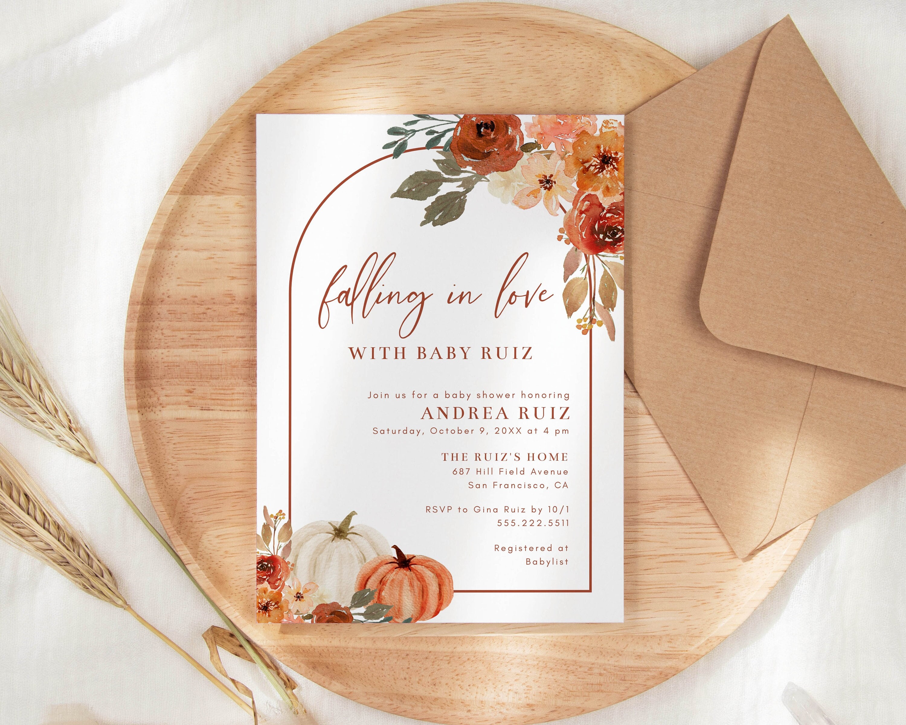 Fall in love baby shower invitation sales