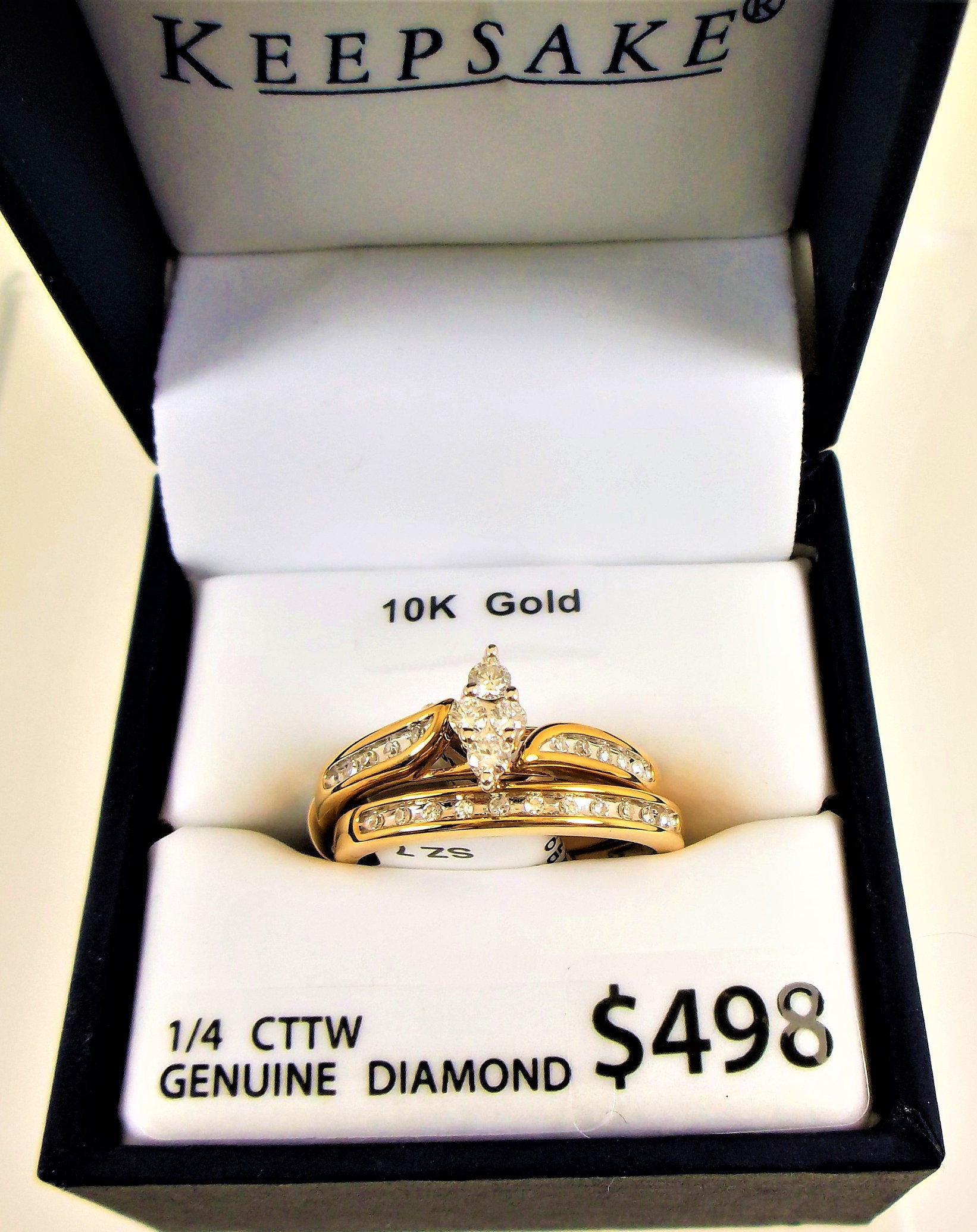 10K Diamond Wedding Set Genuine Diamonds 1/4 CTTW Keepsake Etsy