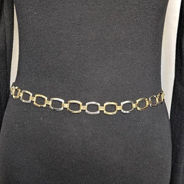 Belt Gold and Silver 2 Tone Vintage Estate Boho Hippie Unisex