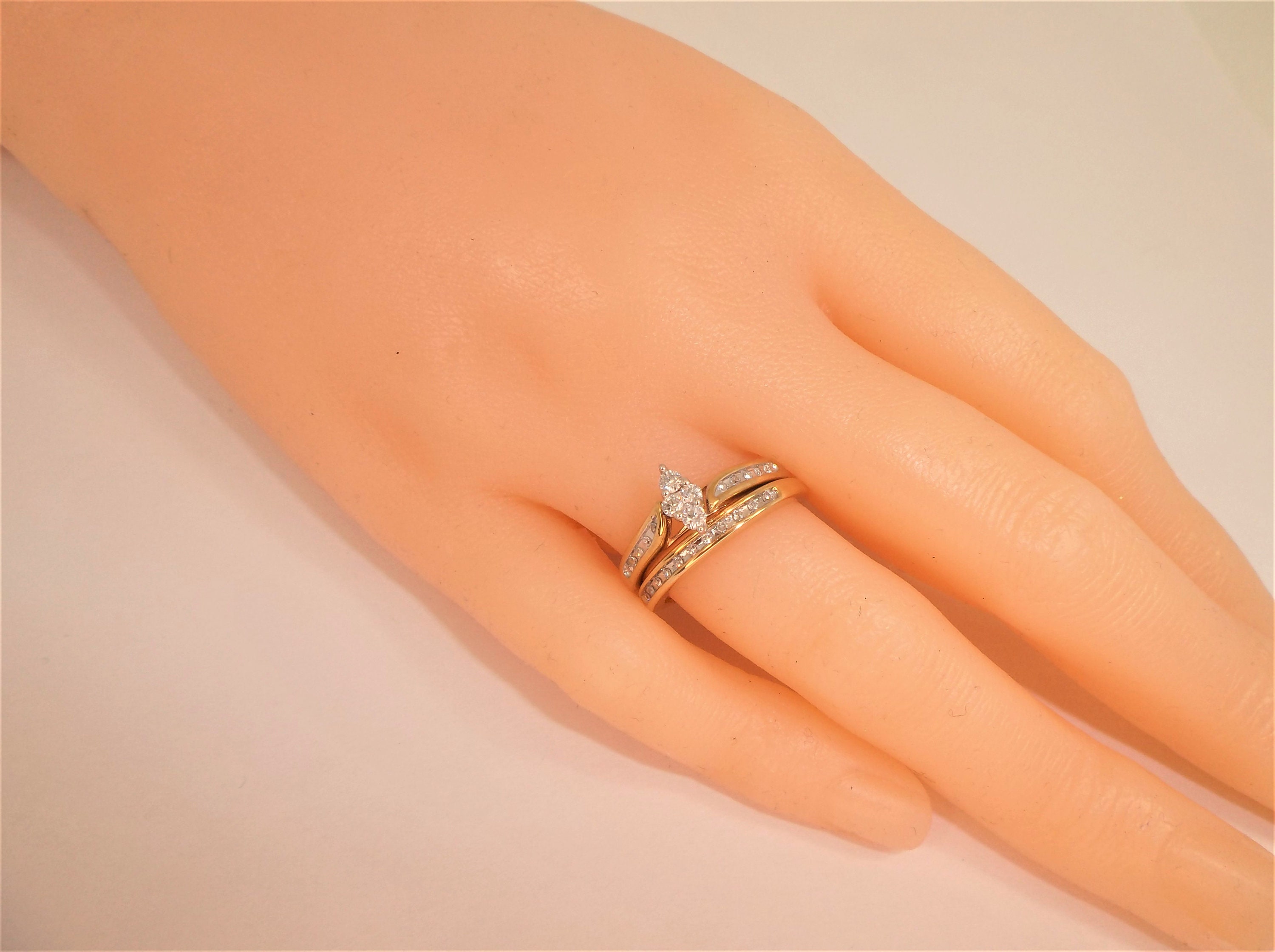 10K Diamond Wedding Set Genuine Diamonds 1/4 CTTW Keepsake Etsy