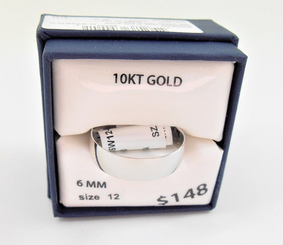 10K White Gold Band Ring, Wedding Band, Size 12, … - image 2