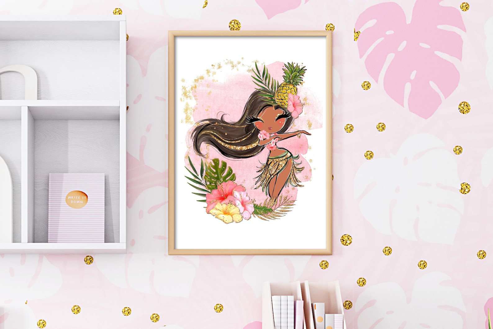 Tropical Hula Girl Wall Print Tropical Hawaiian Luau Nursery Etsy UK