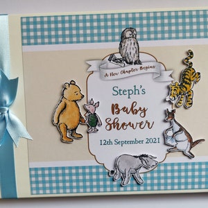 Livre d&#39;or personnalisé classique Winnie l&#39;ourson baby shower garçon, album de scrapbooking Winnie l&#39;ourson classique, cadeau de baby shower - tous les modèles